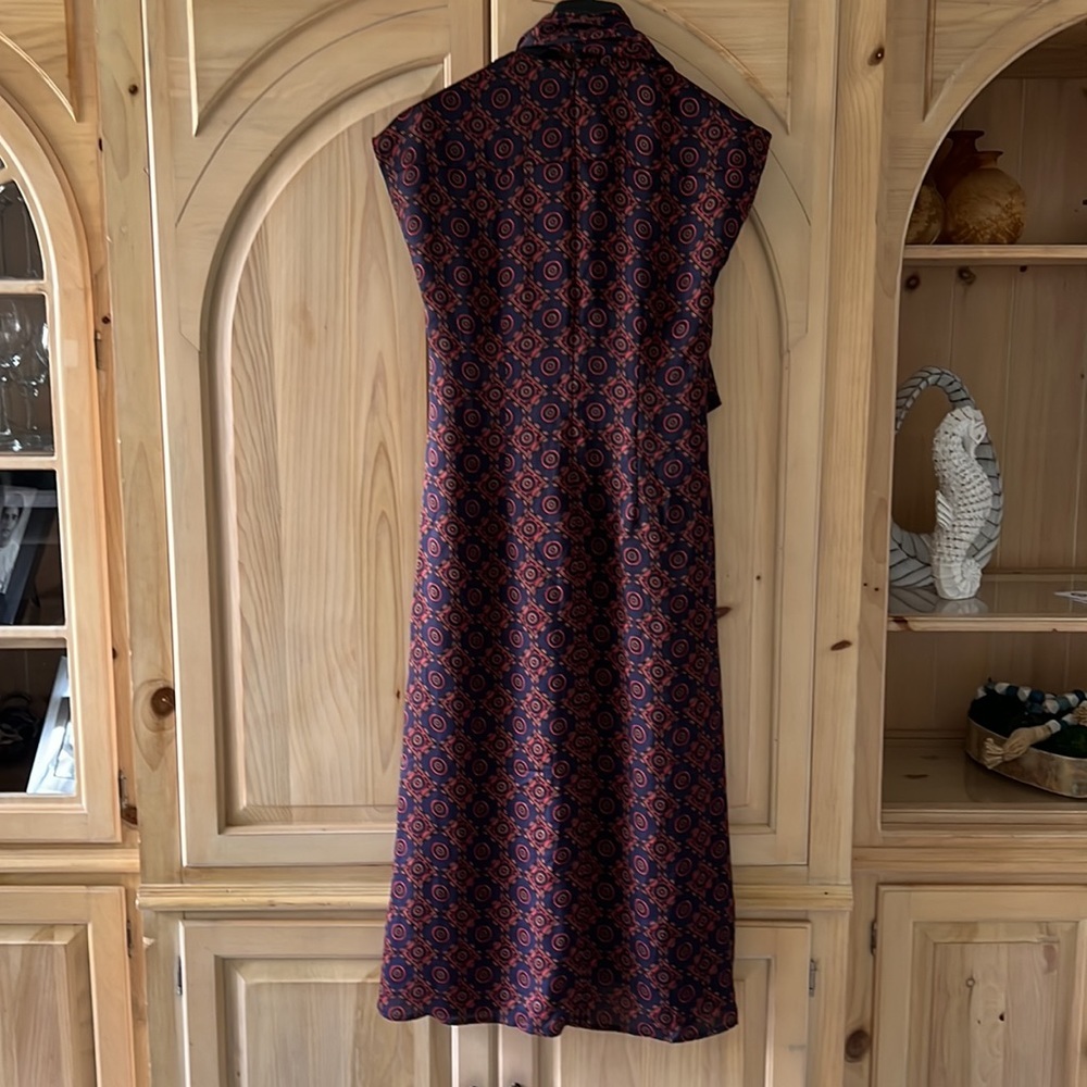 Club Monaco Drape Neck Neck Robe Blue Mix - Picture 6 of 6